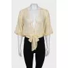 Sheer silk blouse with ties