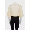 Sheer silk blouse with ties