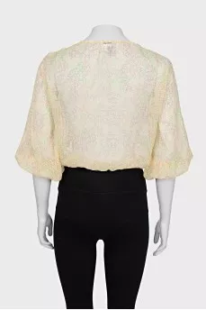 Sheer silk blouse with ties