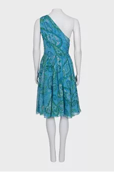 Printed silk dress with buttons on the side