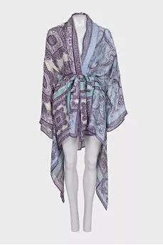 Linen and silk dress with print