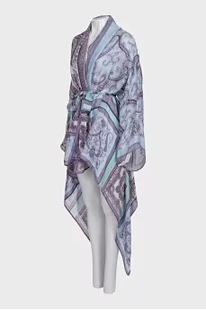 Linen and silk dress with print
