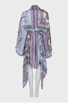 Linen and silk dress with print