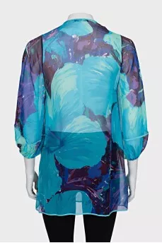 Transparent blouse with crystals