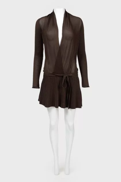 Knitted dress with a low waist