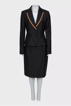 Black striped wool suit