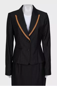 Black striped wool suit