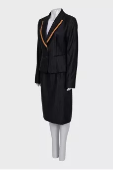 Black striped wool suit
