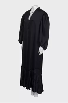 Lace-up maxi dress with puff sleeves