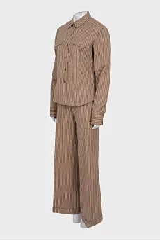 Striped suit of shirt and trousers