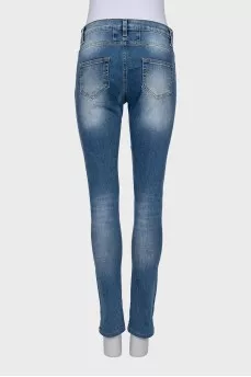 Рвані джинси skinny синього кольору