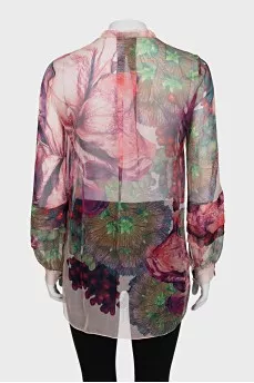 Straight-cut silk blouse with buttons
