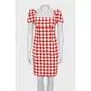 Fitted silk dress with bows