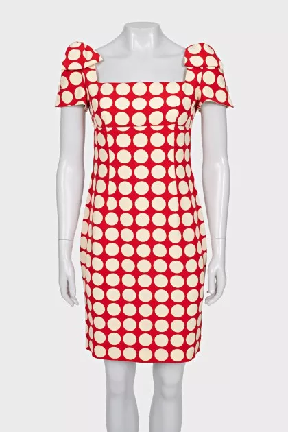 Fitted silk dress with bows