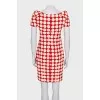 Fitted silk dress with bows
