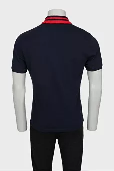 Men's blue polo shirt with branded embroidery