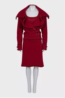 Red three-piece suit