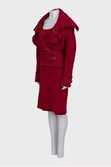 Red three-piece suit