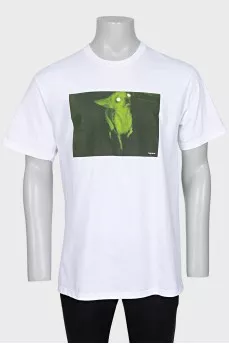 Men's white printed t-shirt