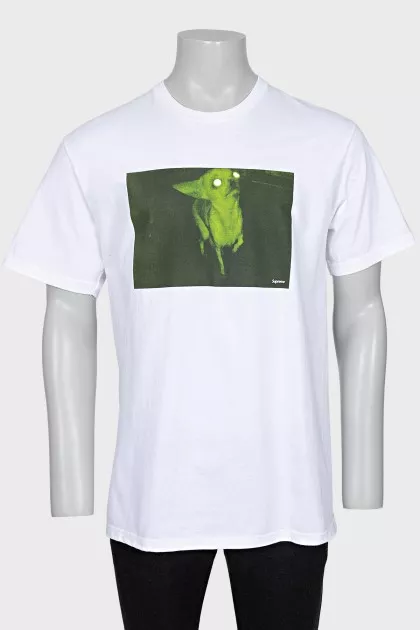 Men's white printed t-shirt