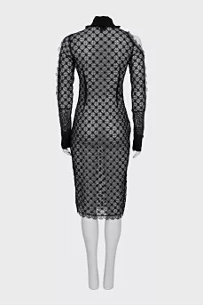 Mesh dress with off-the-shoulder cutout