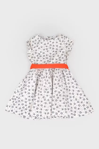 Floral print dress with red belt