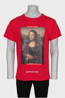 Men's red printed t-shirt