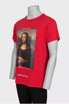 Men's red printed t-shirt