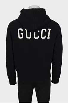 Men's black hoodie with print