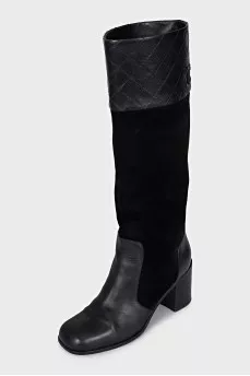 Black suede and leather boots