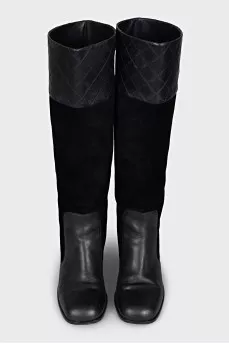 Black suede and leather boots