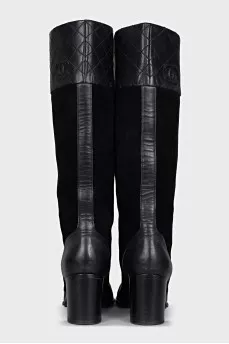 Black suede and leather boots