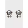 Silver earrings with beads and crystals