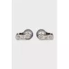 Silver earrings with beads and crystals