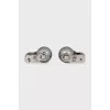 Silver earrings with beads and crystals