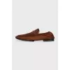 Men's brown suede loafers with embellishments