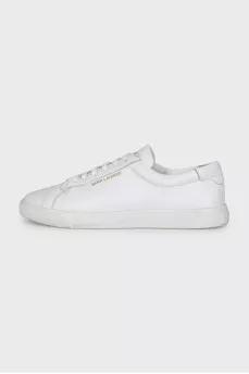 Leather sneakers with a gold logo