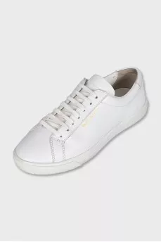 Leather sneakers with a gold logo