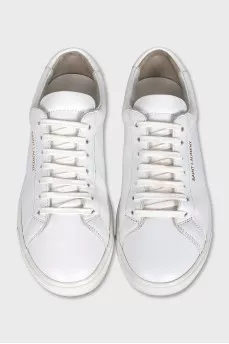 Leather sneakers with a gold logo