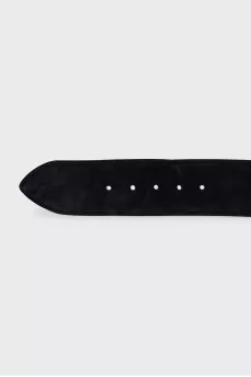 Leather and suede belt with a round buckle