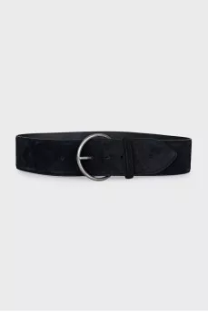 Leather and suede belt with a round buckle