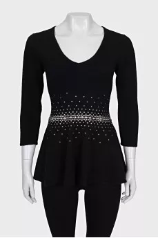Cashmere sweater with rhinestones