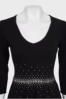 Cashmere sweater with rhinestones