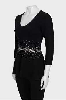 Cashmere sweater with rhinestones
