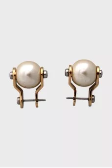 Gold earrings with imitation pearls
