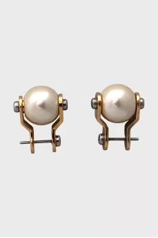 Gold earrings with imitation pearls