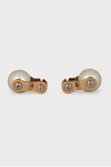 Gold earrings with imitation pearls