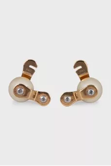 Gold earrings with imitation pearls