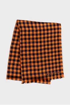 Plaid scarf and panama hat set