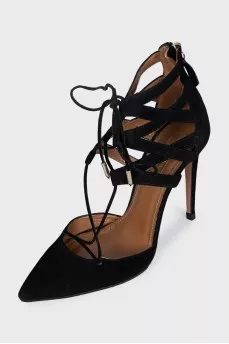 Black shoes with suede straps